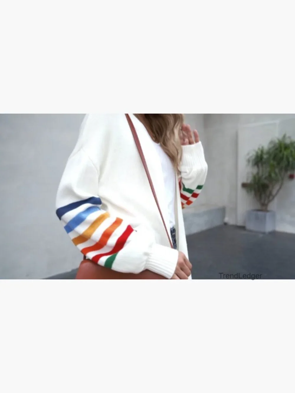 Striped Color Block Open Front Knit Cardigan Long Sleeve Lightweight - Picture 7 of 7
